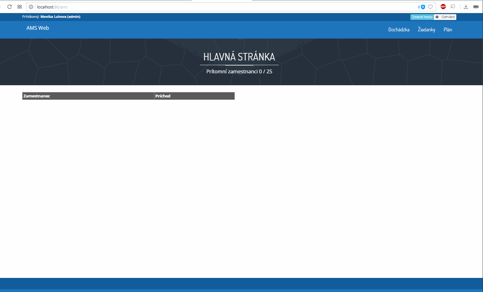 AMS Web export mesacneho prehladu